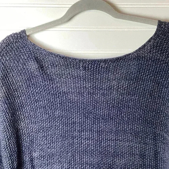 Lucky Brand Navy Blue cotton V Neck Mesh knit Top Pullover Size Medium - Picture 5 of 8